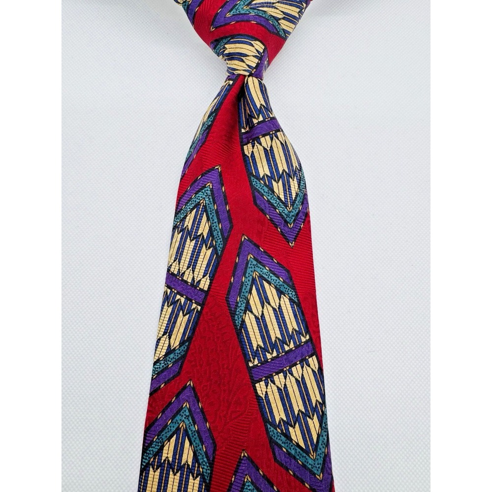 Robert Talbott Silk Tie‎ Men Red Geometric Best of Class Hand Sewn 59"x3.75"